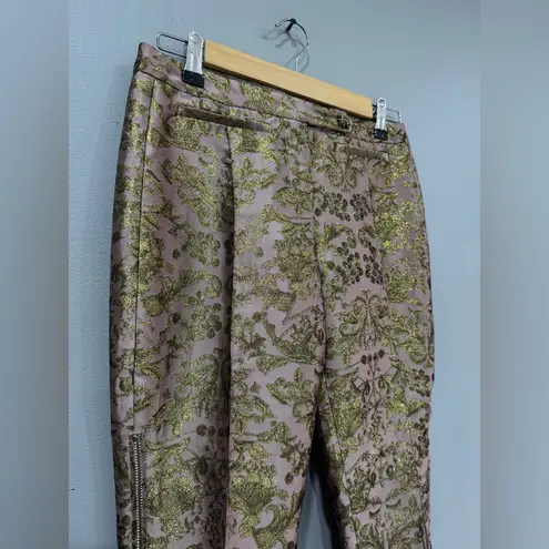 John Richmond Gold Brocade Zip Leg Pants Size 40 (6) EUC Pink