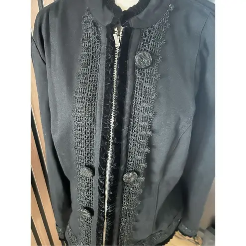 INC International Concepts Women’s Black Full Zip Lace Accent Jacket sz large