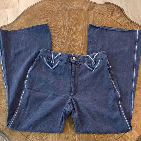 Vtg 1970s GO•USA by Lord Isaacs High Rise Wide Leg Jeans Talon 8 Zip Made in USA Blue Size 27