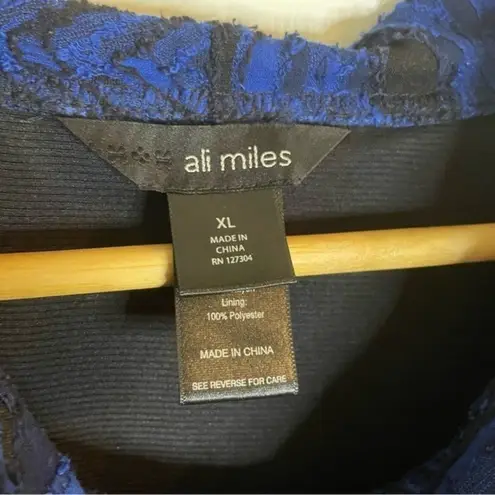 Ali Miles Royal Blue and Black Design tunic Sweater with Cowl Neck Size XL