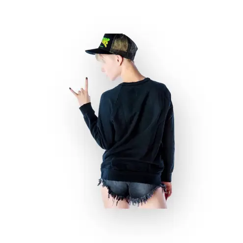 Unif HTF: new ☻ Burn Me Weed Distressed Sweatshirt ☻ Flames ☻︎ Dirty Black ☻︎ M - Image 3