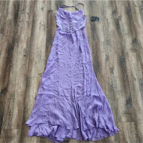 Retrofête Retrofete Larissa Dress in Dusty Lilac Purple Large Silk NWT Corset Semi Sheer
