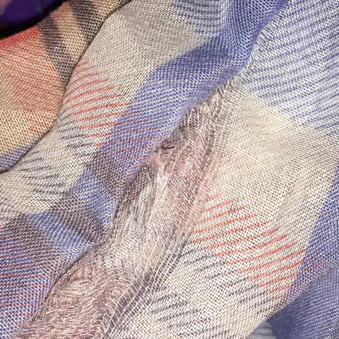 Michael Stars Blue / Orange Bikini Cove Yarn Dye Plaid Button Down Size Small