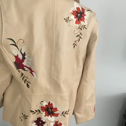 Dennis Basso Madison Ave. faux leather floral jacket