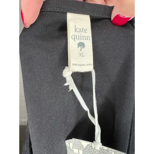 Kate Quinn black boxy tunic Top with short raglan sleeves Size XL NWT