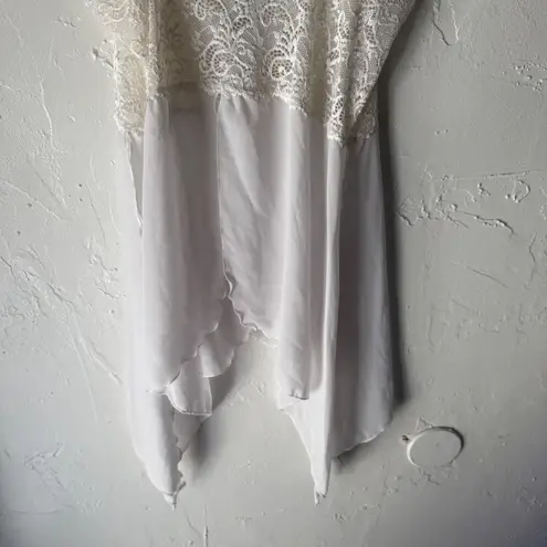 White Lace Trimmed Fairycore Camisole Top Fairy Cottagecore Sheer Coquette Vtg Size M