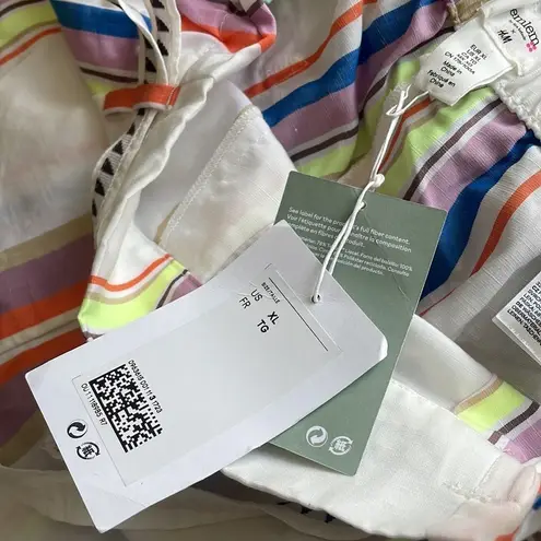 Lem Lem x H&M shorts Cream Lyocell Cotton Blend Multicolor Stripped Short Sz XL Orange