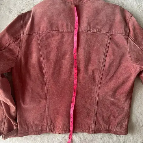 Live a Little Women's Pink Suede Leather Jacket Size L y2k style