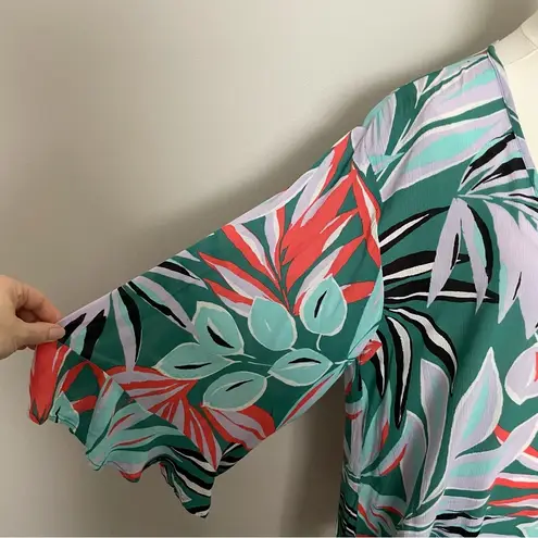 Anne cole Swim Coverup Tunic Lightweight Botanical Leaf Green Coral Lavender