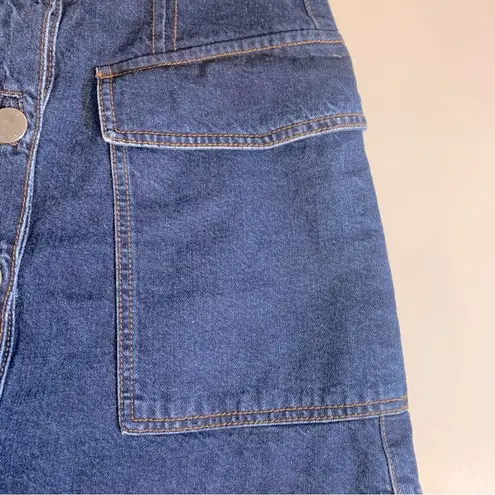 Topshop  Moto Button Front Denim Mini Skirt Size 28