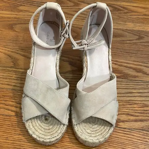 Caslon  Shiloh Leather espandrille wedge sandal Taupe size 7.5