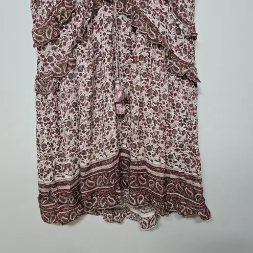 Faherty Women's Bonita Floral Printed Boho Neutral Midi Dress Sz XL