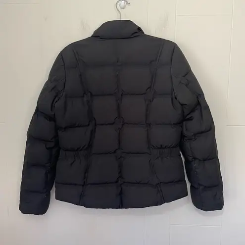 Eddie Bauer  Quilted Goose Down Jacket Coat Black Zip Pockets Womens Size S