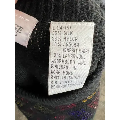 sweater Vintage 1980s sequin diamonds silk ugly christmas red green purple gold Size L