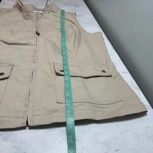 Liz Claiborne  Beige Stretch Denim Full Zip Vest M