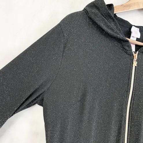 Savage X Fenty Womens Jumpsuit Large Black Sparkle Hooded One Piece Y2K Lounge