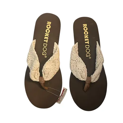 Rocket Dog Diver crochet wedge flip flops