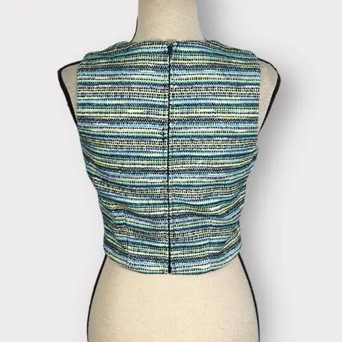 Badgley Mischka Blue Green Striped Crop Top Women's Size 4
