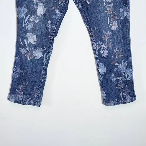 Laurie Felt Floral Cropped Jeans Size 16 Petite Classic Boyfriend Jeans Blue