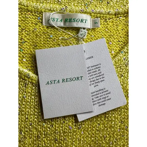 ASTA RESORT Natalia Dress in Chartreuse Sequin Small New Womens Maxi Gown Yellow - Image 8