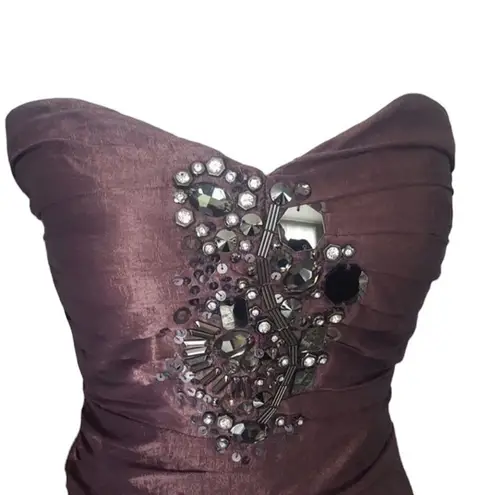 Bebe  strapless mini dress with embellishments ruching & tu;ip skirt size xs