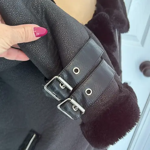 Love Token Rita Faux Leather Faux Fur Moto Jacket