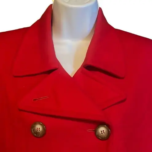 Vintage CW Clifford & Wills Red Crop 100% Wool Peacoat Jacket Gold Buttons Sz 8P