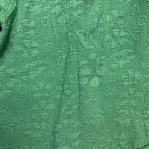 Soft Surroundings Textured Floral Button Front Jacket Green Small USA Made