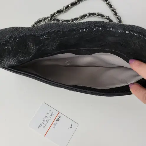 Judith Ripka Women's Clutch Black Stingray Quilted Leather Convertible Chain