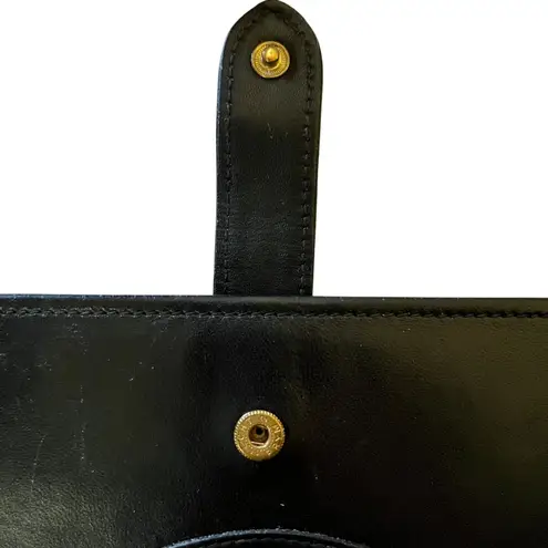 Vintage Ghurka Marley Hodgson MH Logo Black Leather Snap Tab Checkbook Wallet