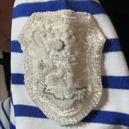 Purple Label Ralph Lauren Collection Striped Boatneck Mariner Sweater Medium Blue