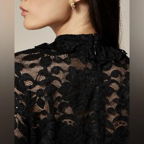 J.Crew  Women’s Lace MockNeck Top Black Size 00 NWT #CF449