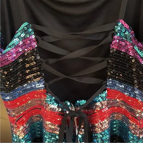 WAYF NWT Manfi Striped Sequin Dress Size Large