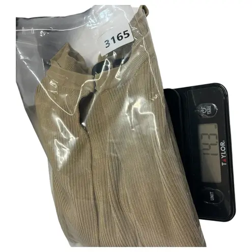 Dana Buchman Cardigan Sweater Womens Medium Tan Silk Ribbed 3/4 Sleeve Classic