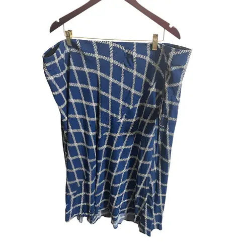 Ava & Viv  Skirt Plus Size 2X Midi Blue Plaid Windowpane Career Modest Church