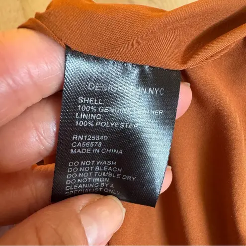 Intermix genuine goat leather brown retro A-line mini shirt