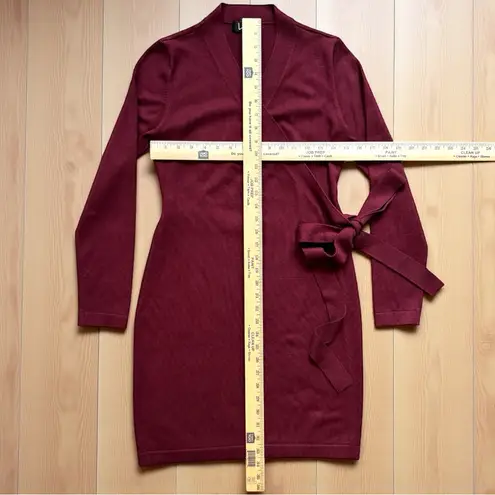 Lulus  Long Sleeve Knit Sweater Wrap Dress Burgundy – Size L – NWT