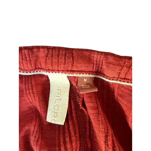 Pilcro and the Letterpress Anthropologie Cropped Ribbed Knit Button Down Top Med