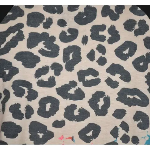 Crazy Train Ladies Striped Animal Print T-Shirt Size L Stretch Short Sleeve Casual