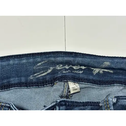 Seven7 Women's Blue Tummyless High Rise Skinny Jeans Size 14