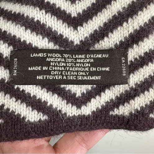Coach  Scarf Lambswool Angora Chevron Stripe Pattern Brown Cream