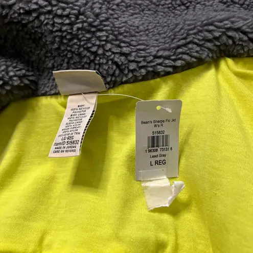 L.L.Bean Sherpa fleece jacket Lead grey warm cozy winter colorblock NWT Gray Size L