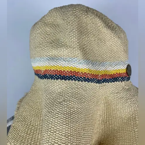 Rip Curl  Yellow Woven Paper Straw Floppy Sun Hat with Retro Stripes