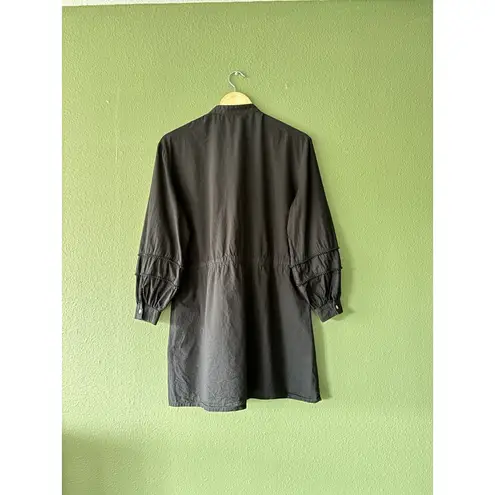 Emerson Fry India Shirtdress XS Black Organic Cotton Dress Boho Quiet Luxury