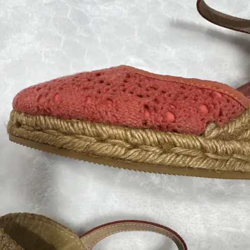 Viscata Barcelona Espadrilles Wedge Size 40 Euro 9 US Ankle Strap Crochet Fabric Pink
