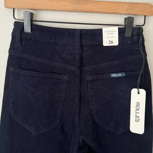 Rolla’s east coast flare wide leg corduroy pants navy blue 26 NEW