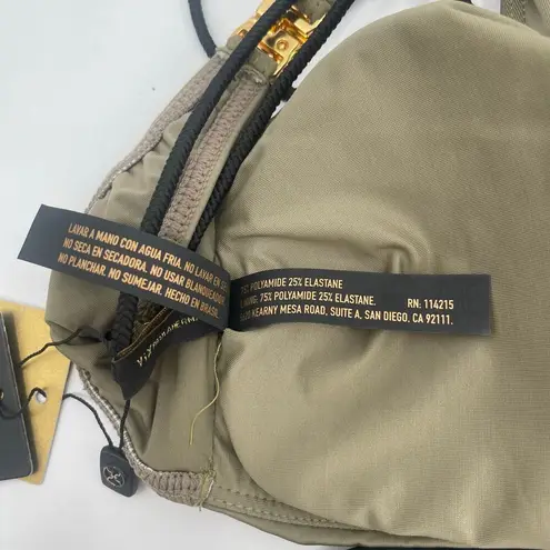 VIX Solid Gi Swimsuit Size Large NWT Paul Hermanny Olive Black Strappy Swim Sexy Green