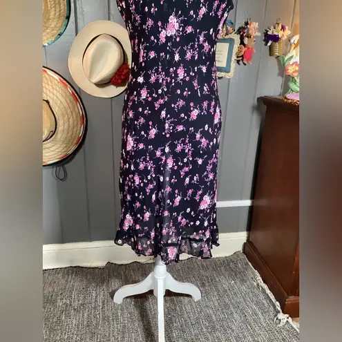 Jones Wear Vintage Flutter Sleeve Hem Midi Dress Medium