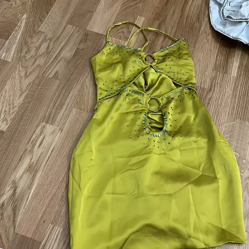 Danielle Guizio NWOT sequin-embellished cut-out minidress in canary yellow