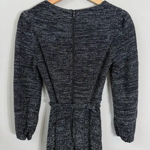 Alice + Olivia  Coco Metallic Midi Dress Women's 2 Silver V-Neck Tie Waist Party